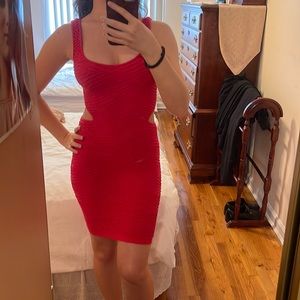 Bright red dress